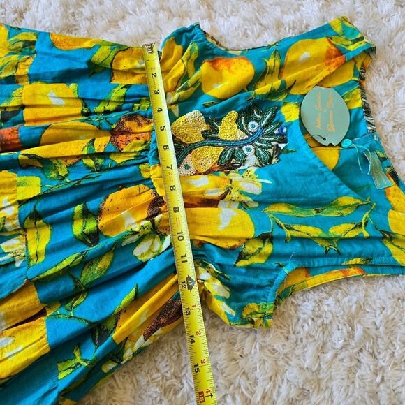 ANTICA SANTORIA Floral Yellow and Blue Sundress One Size Summer Dress - Picture 4 of 9